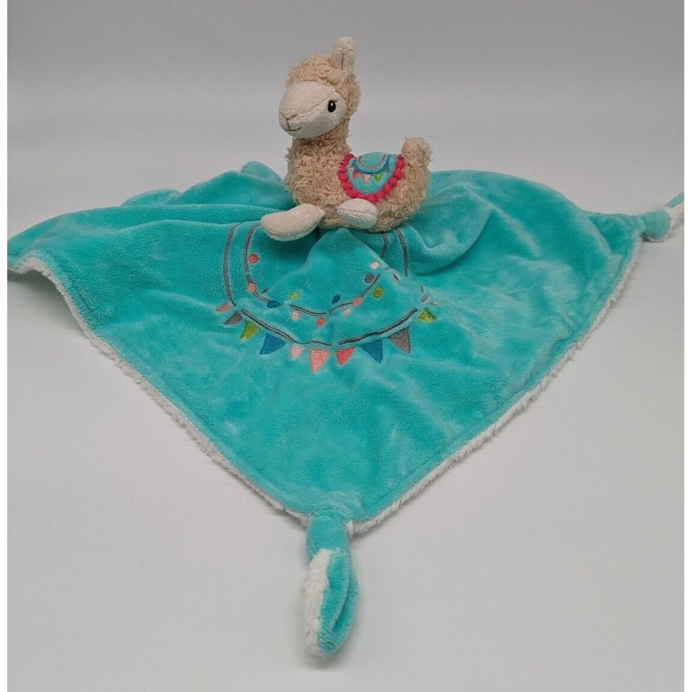 Mary Meyer Llama Alpaca Knotted Fleece Plush Baby Security Blanket Lovey Teal